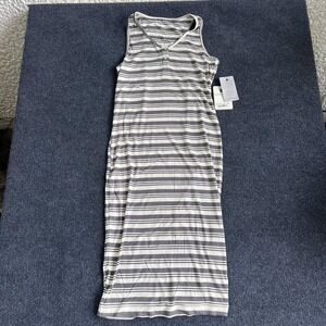 Laundry By Design Dress Womens Medium Gray‎ Striped Henley Tank Bodycon Midi